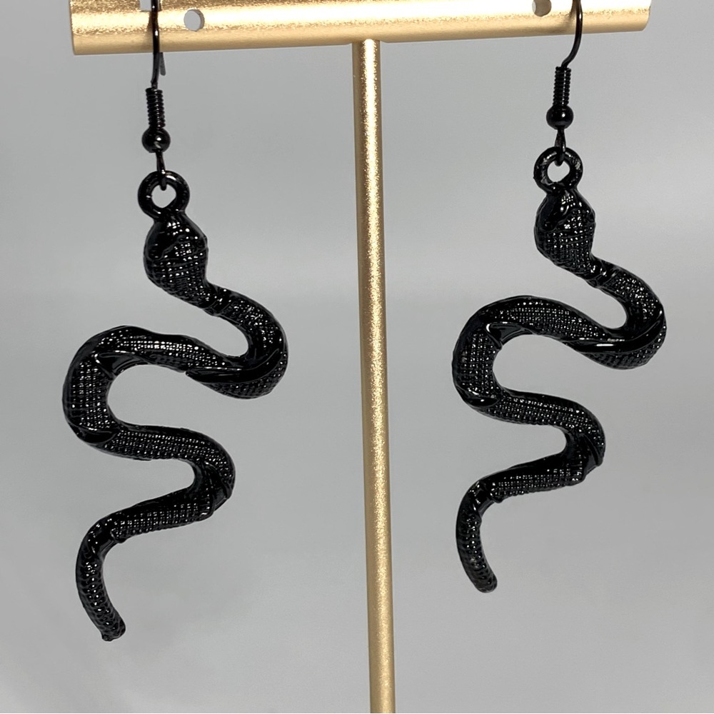 NEW Black Snake Textured Earrings
